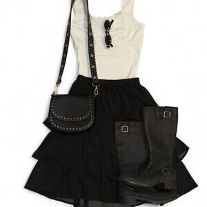 J crew polka dot ruffle midi skirt preppy boho fairycore whimsigoth